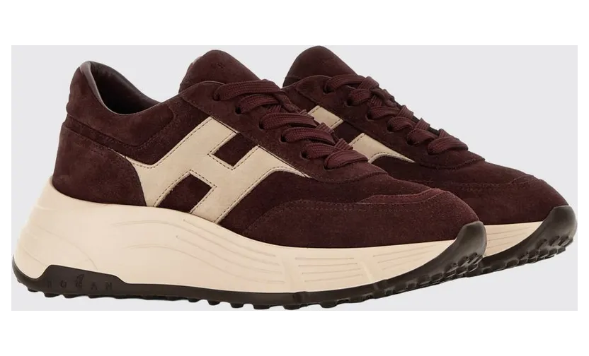 Hogan H669 Sneakers in Calfskin and Suede with Chunky Sole Burgundy (HXW6690FR30U5W0CP3)