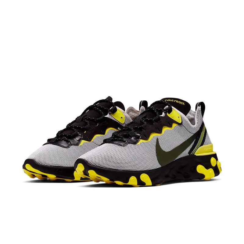 Nike React Element 55 Dynamic Yellow Pure Platinum/Dynamic Yellow-Vast Grey-Black (CK1686-001)
