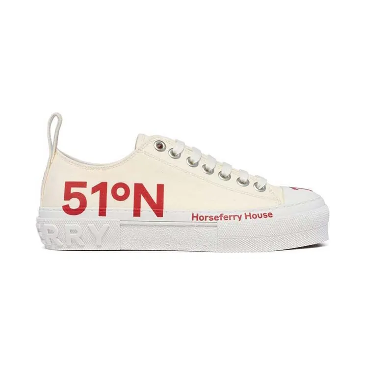 Burberry Coordinates Printed Lace-Up Sneakers White Red (8062405)