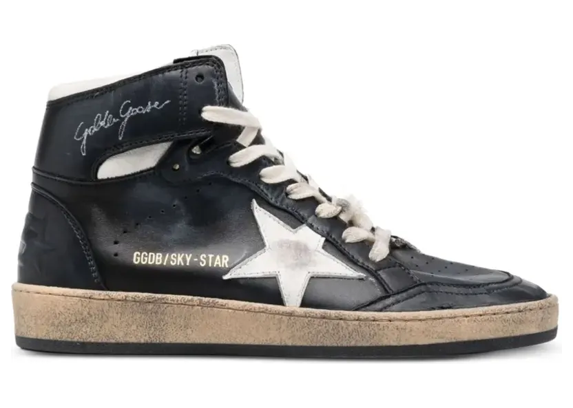 Golden Goose Sky-Star in black nappa leather with white leather star – Schwarz (GMF00230F002944)