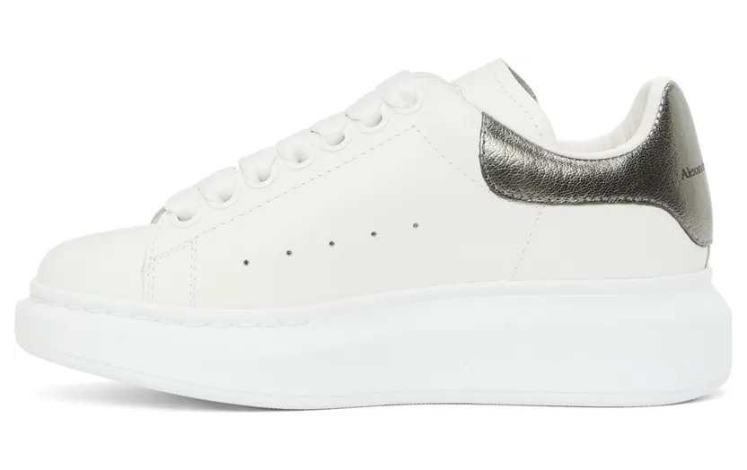 Alexander McQueen White & Gunmetal Metallic Oversized Sneakers (553770 WHFBU) (3)
