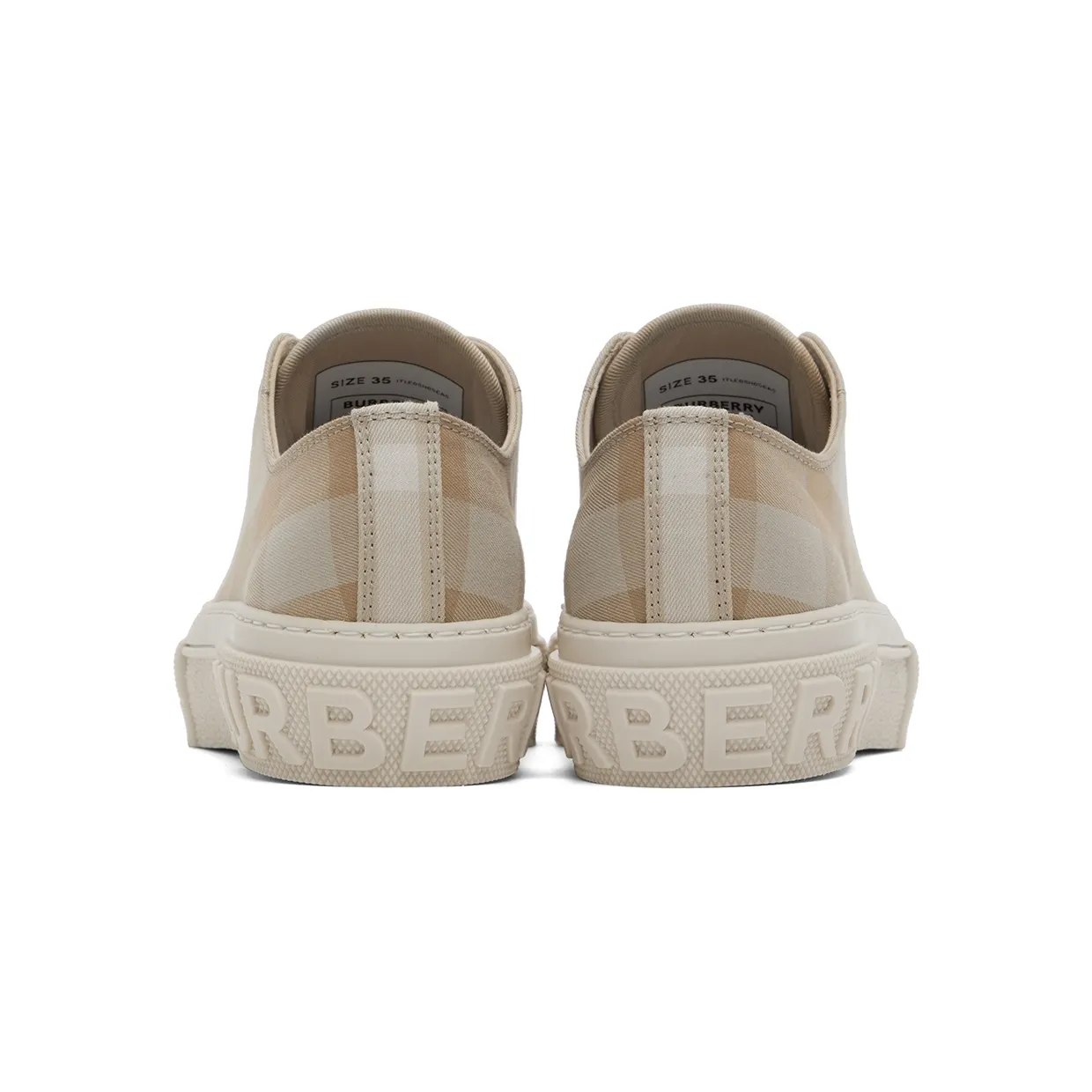 Burberry Beige Cotton Check Low-TopSneakers (8053990) (2)