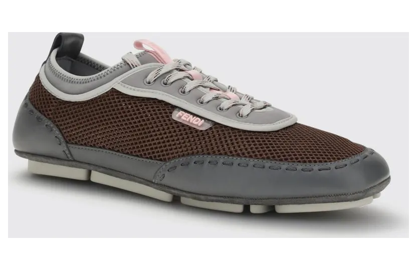 Fendi Fit Sneakers in Mesh and Leather Grey (7E1853AWKLF1VAL)