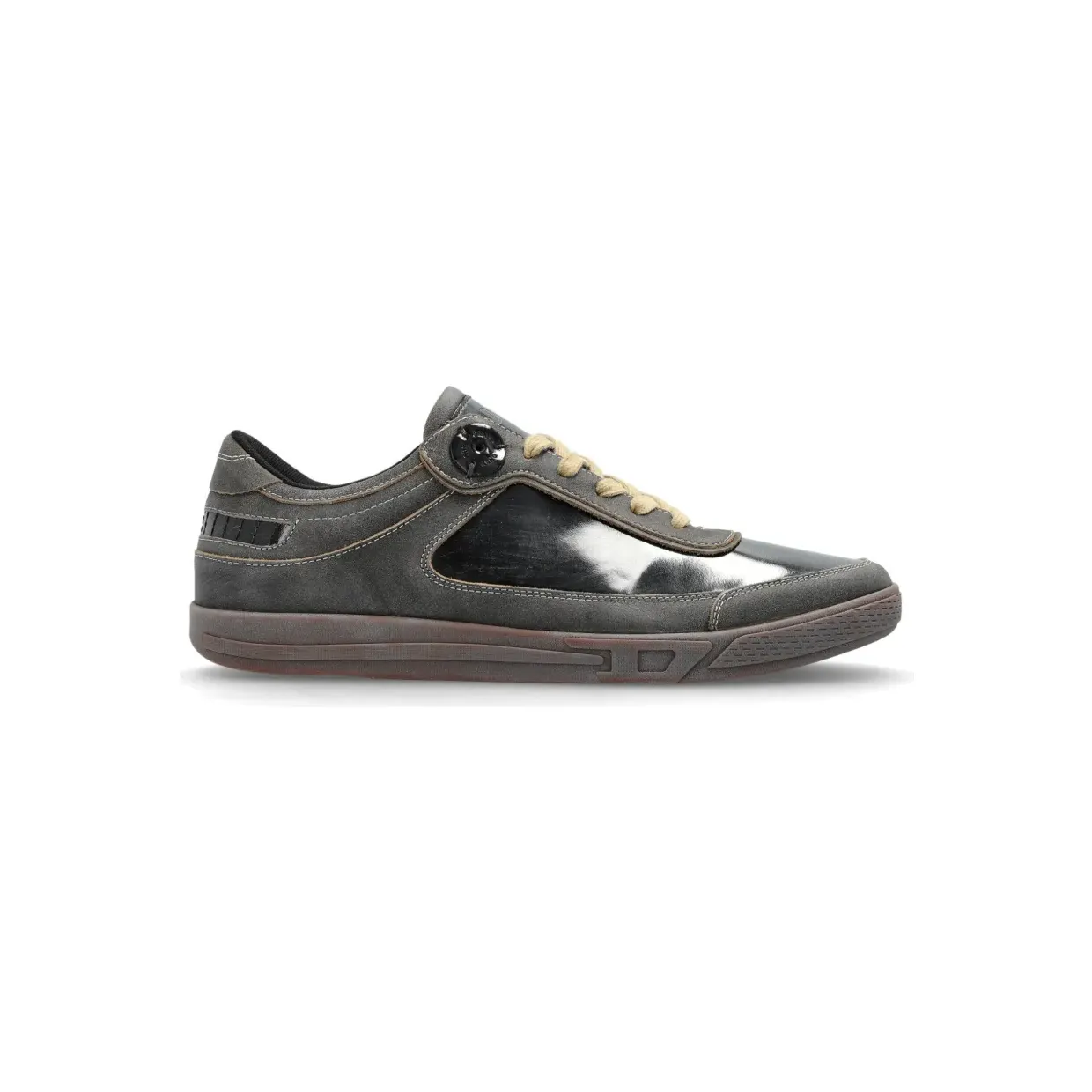 Diesel S-D-Coffee Leder-Sneakers mit Einsätzen “Black” (Y03903P7734)
