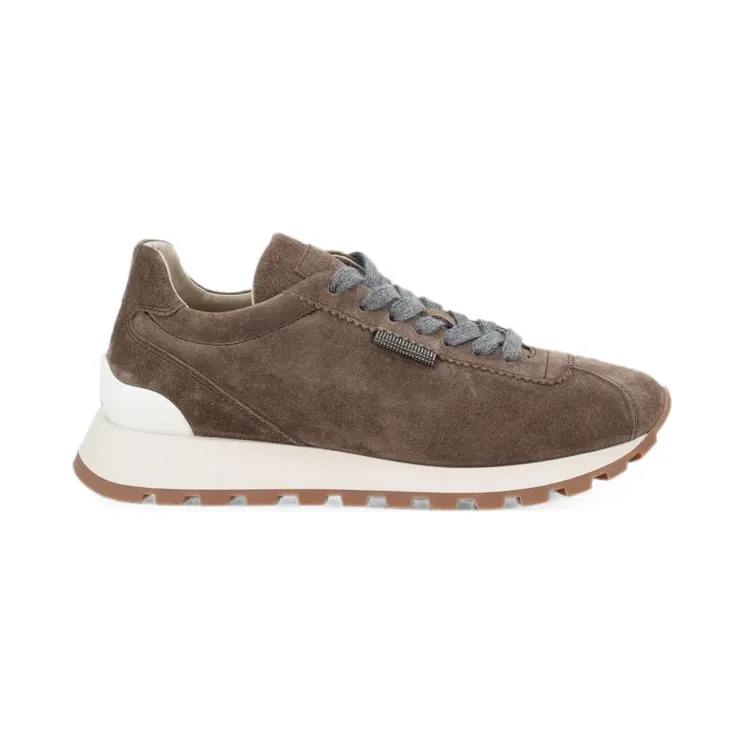 Brunello Cucinelli Wildleder-Sneakers mit Monili-Kette “Brown” (MZSFG2110C8769)