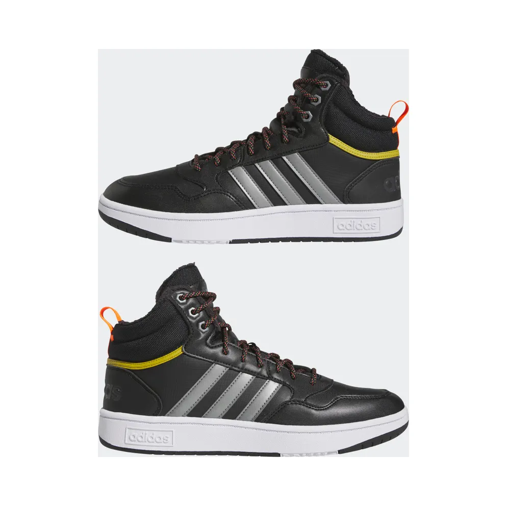adidas Hoops 3.0 Mid Lifestyle Basketball Classic Winter Shoes Core Black / Iron Metallic / Pulse Olive (HR1440)