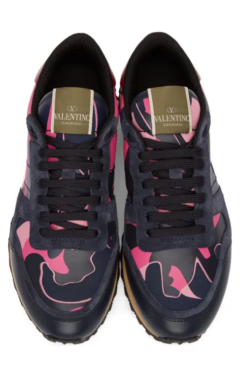 Valentino Navy and Pink Valentino Garavani Camo Rockrunner Sneakers (TY2S0723TCC) (4)
