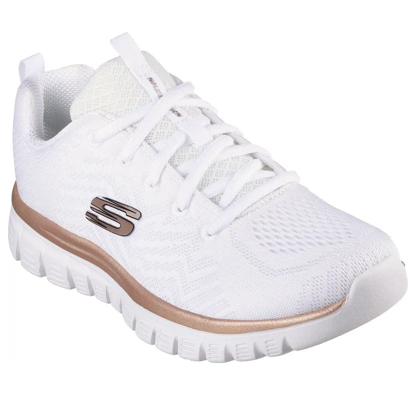 Skechers Graceful – Get Connected Sneaker Wit/Roos Goud