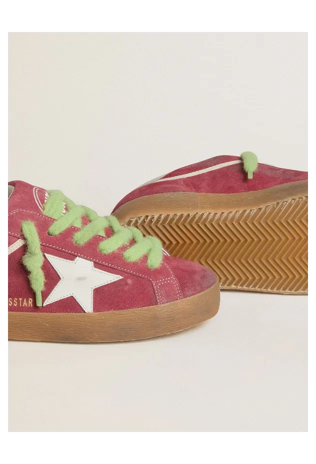 Golden Goose Women’S Super-Star In Red Suede With White Leather Star And Silver Leather Heel Tab (GWF01005.F007858.40547) (3)