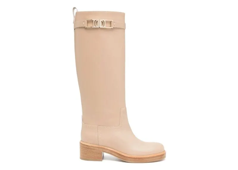 Ferragamo Ornament Square Gancini Boots Beige Khaki (01C904750682)