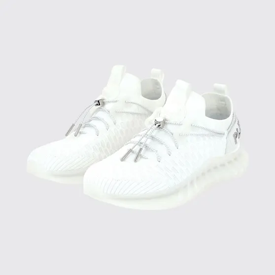 Plein Sport Technical Knit Low-Top Sneakers with Elasticated Ankle and Double Pull Tab White (SADSUSC0520STE003N01)