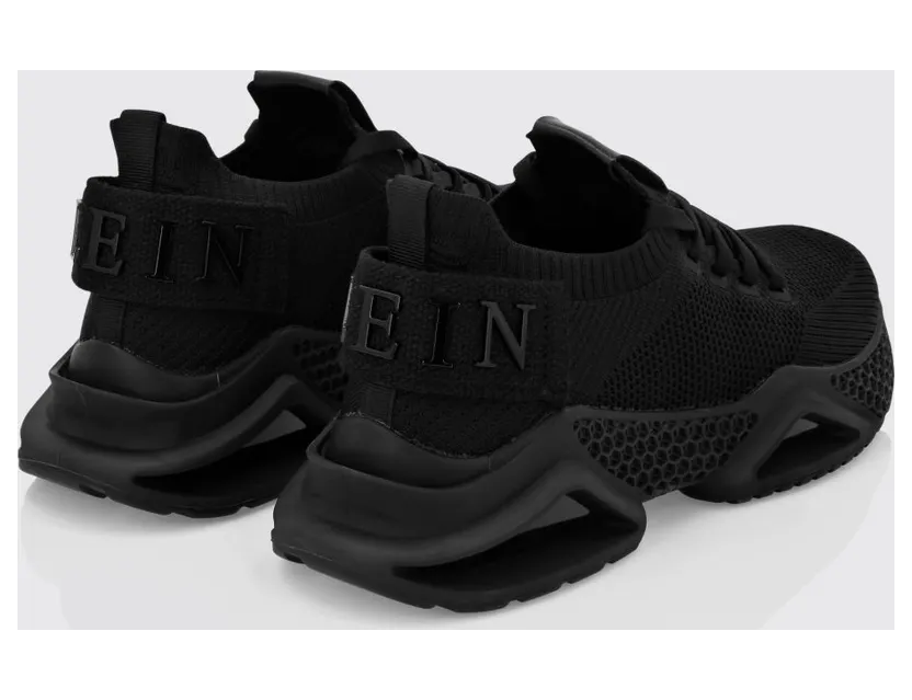 Philipp plein Low-Top Sneakers in Crochet Knit with Elasticated Ankle and Logo Black 2 (LABSUSC0098PTE003N0202) (2)