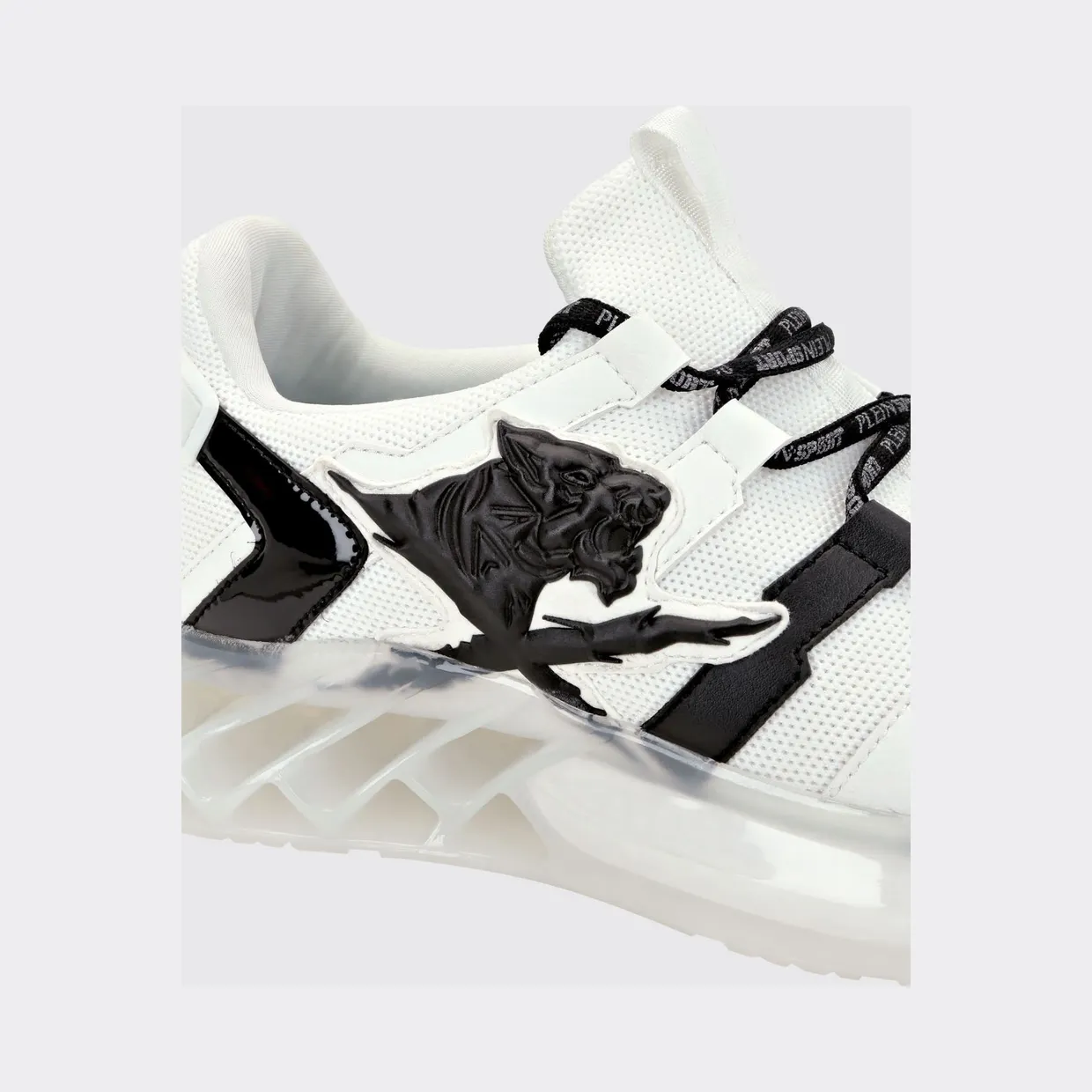 Plein Sport Runner Tiger Bicolor Abstract Print Mesh Sneakers White (FABSUSC0332PTE003N01) (2)