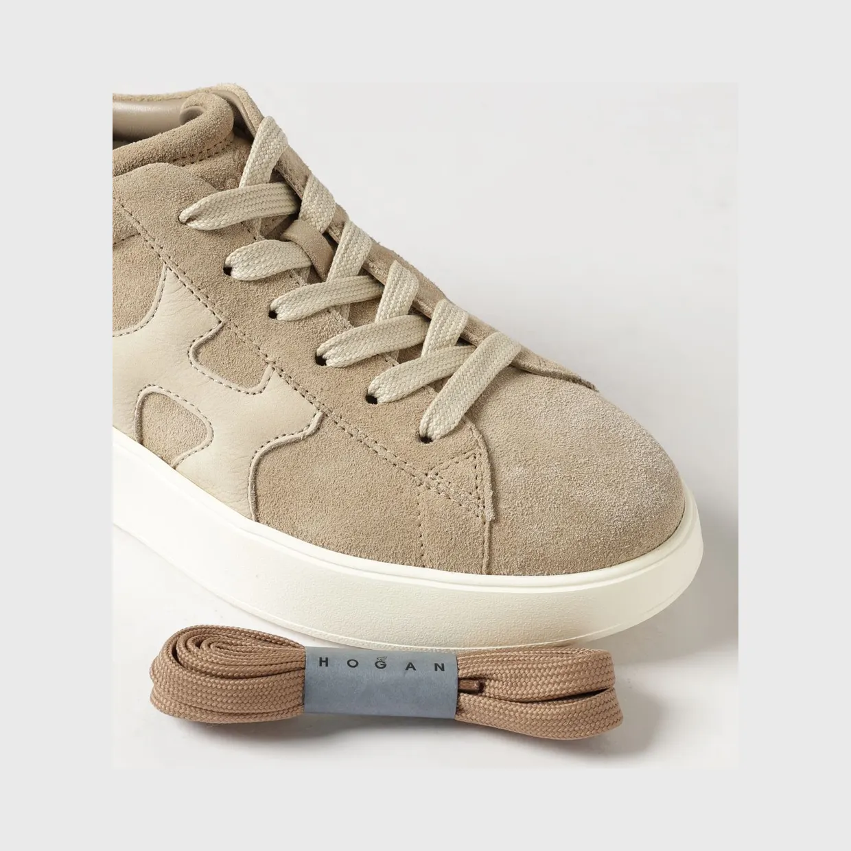 Hogan Rebel Leather and Suede Sneakers with Chunky Sole Brown (HXW5620DN61FM60RZL) (3)