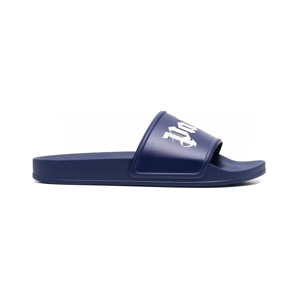 Palm Angels Pool Slides Blue White (PMIC001S22PLA0014501)
