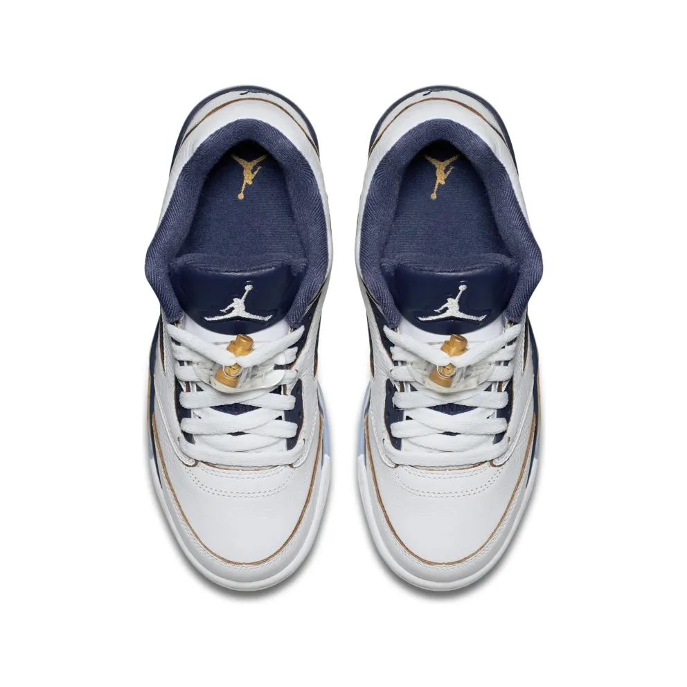 Jordan 5 Retro Low Dunk From Above (GS) White/Metallic Gold Star-Midnight Navy (314338-135)