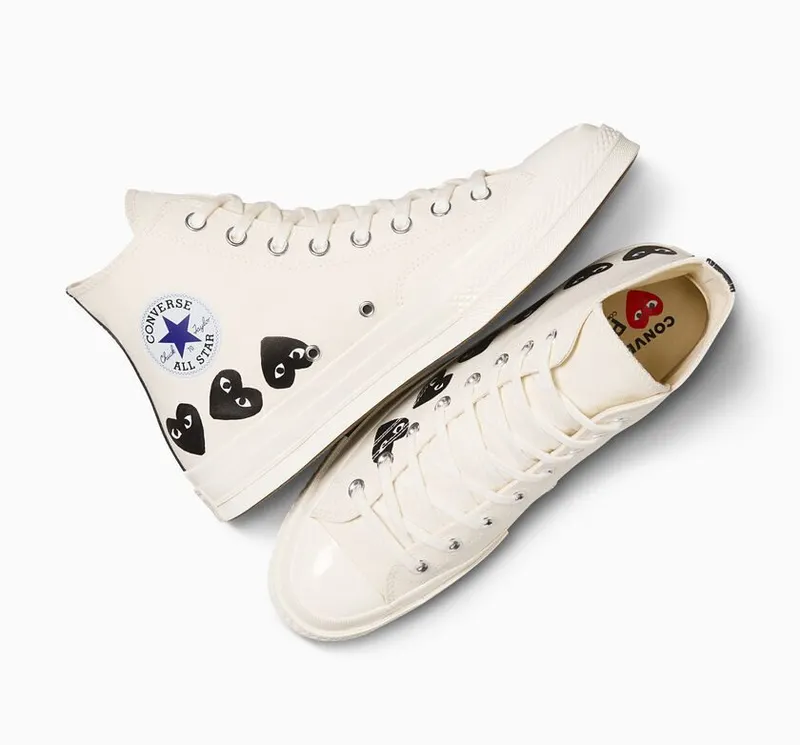 Converse x Comme des Garçons PLAY Chuck 70 Multi Heart Milk/Black/Egret (A08148C)