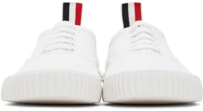 Thom Browne White Canvas Vulcanized Sneakers (MFD201A-01588)