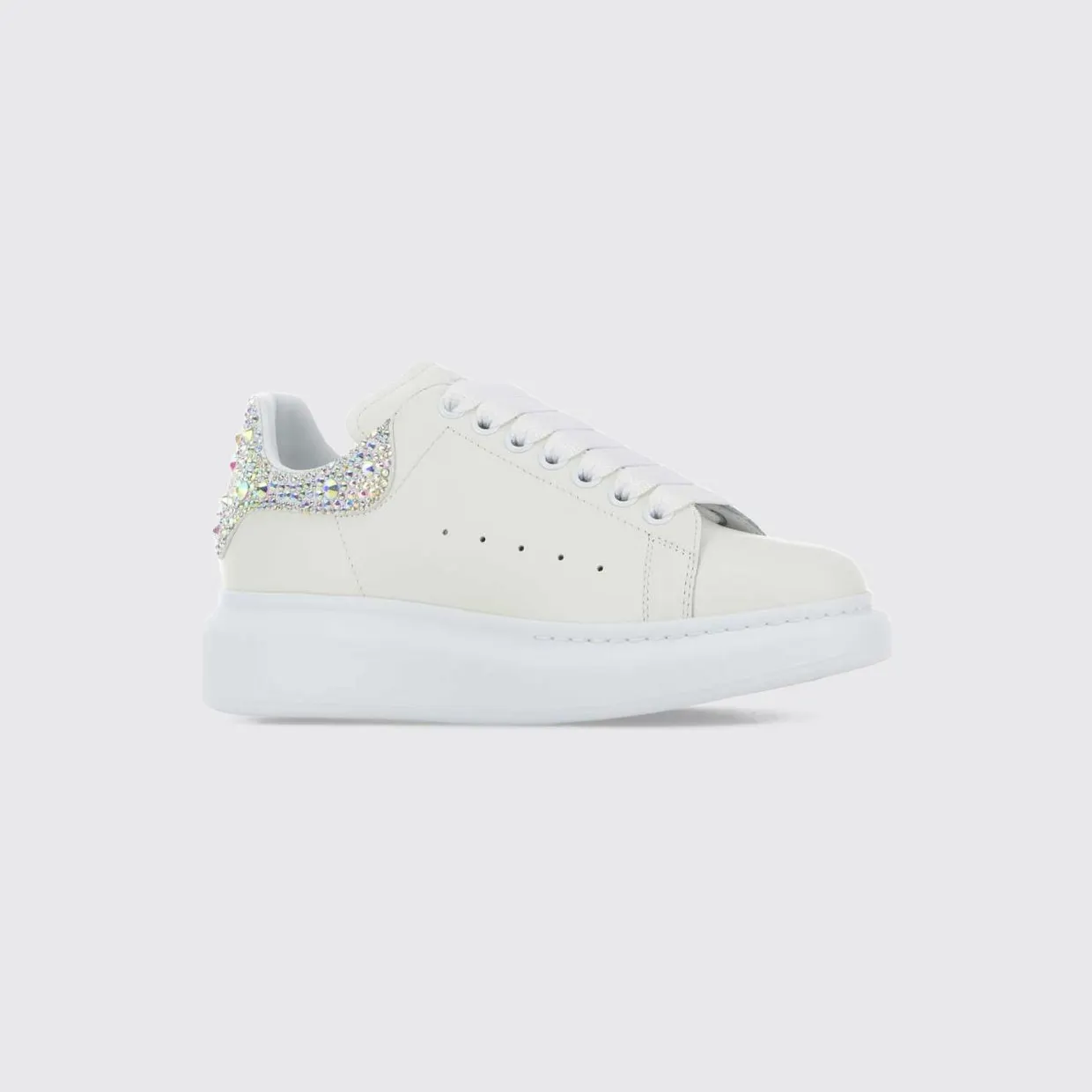 Mcqueen Alexander Oversize Calf Leather Sneakers with Chunky Sole White (666407WIAIJ9069)