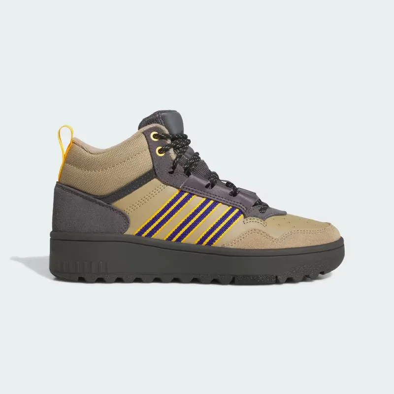 adidas Hoops 4.0 Mid Shoes Kids “Beige / Charcoal Solid Grey / Grey Strata” (JS2033)