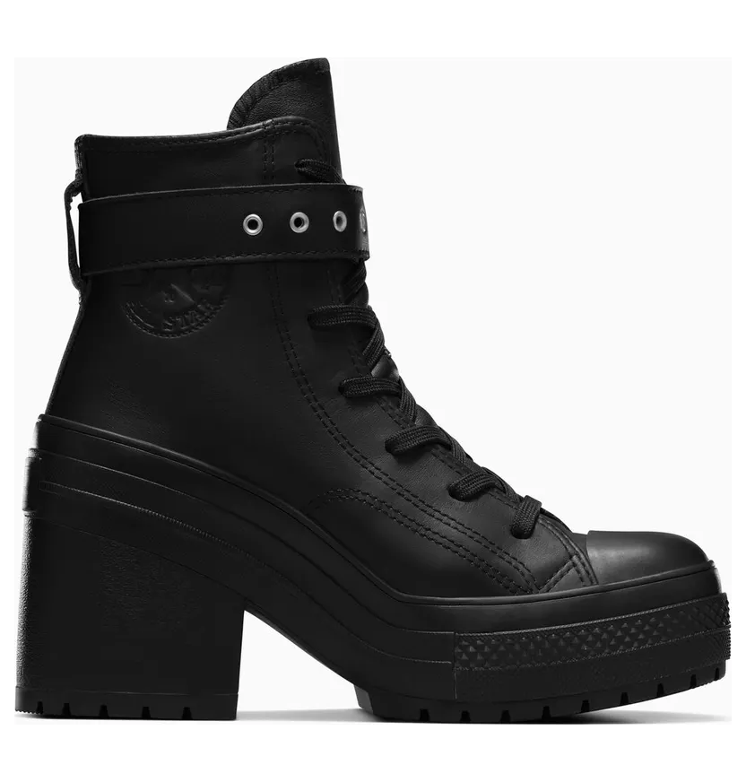 Converse Chuck 70 De Luxe Heel Platform Leather Black/Black/Black (A12208C)