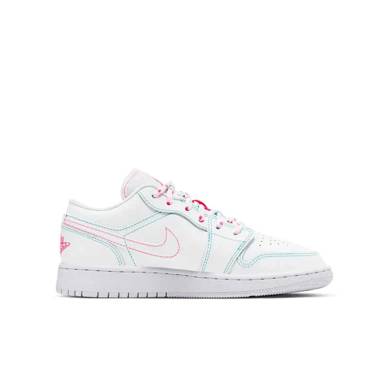 Air Jordan 1 Low White Green Pink (GS) (554723-101)