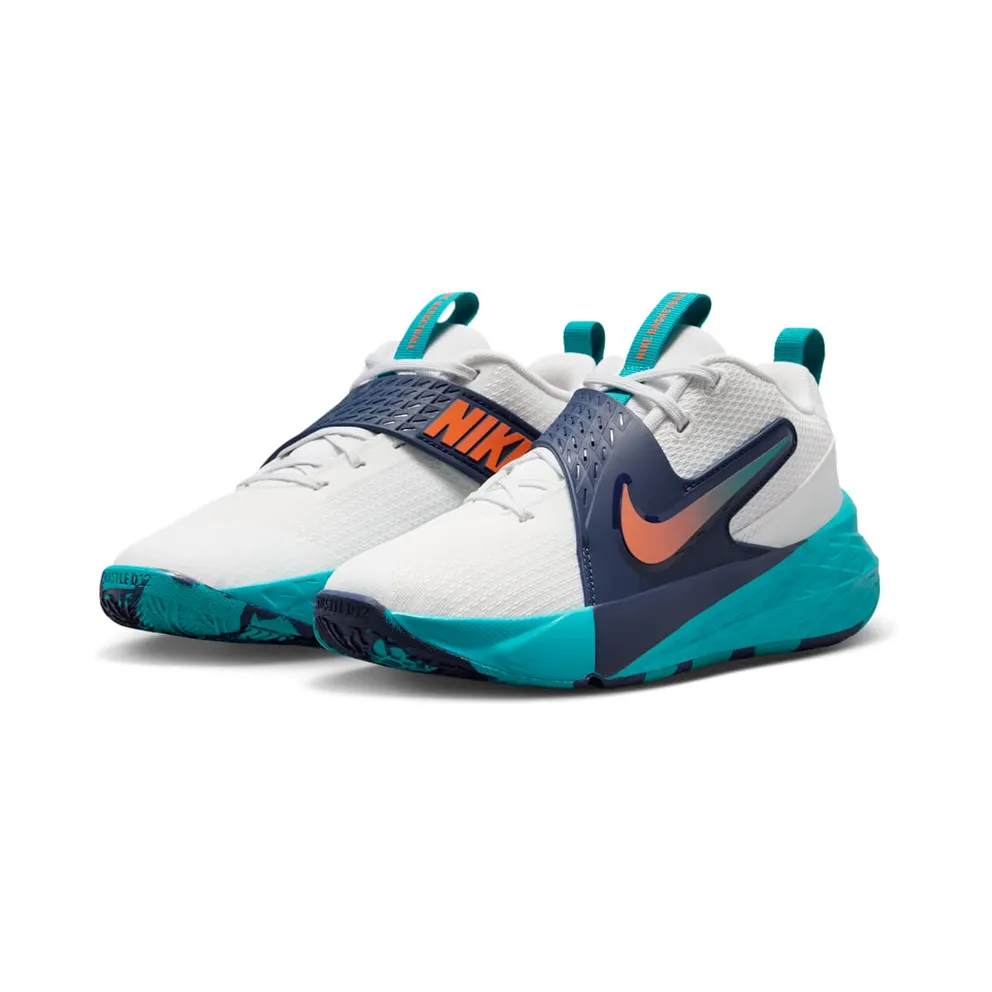 Nike Team Hustle D 12 GS ‘Summit White’ “Summit White / Energy / Midnight Navy / Safety Orange” (HF6279-107)