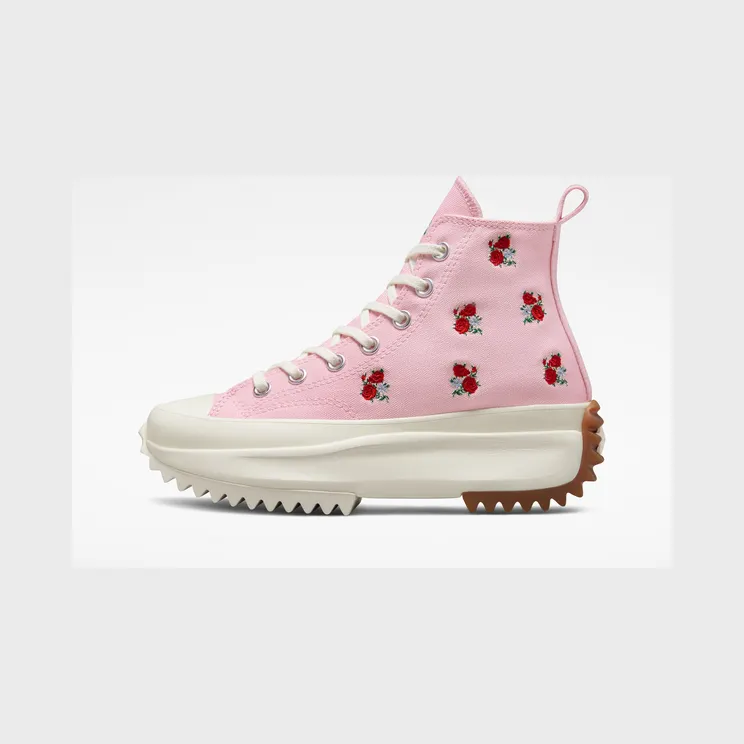 Converse Run Star Hike Platform Embroidered Floral Sunrise Pink/university Red