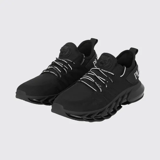 Plein Sport Low-Top Sneakers in Mesh with Applied Logo and a Rear Pull Tab Black (FABSUSC0344STE003N02)