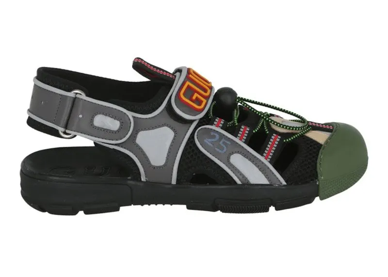 Gucci Tinsel Sports Sandal Black Silver Green (563484 98D10 8461)