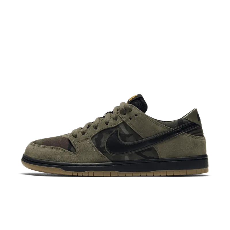 Nike SB Dunk Low Skate Camo Medium Olive/Black-Gum Light Brown (854866-209)