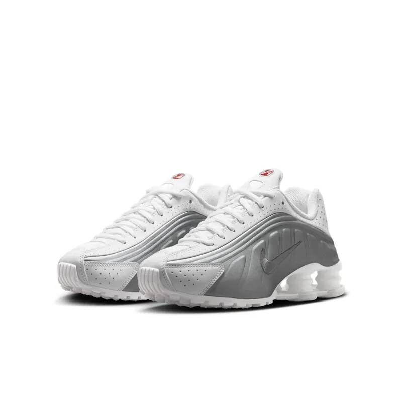 Nike Shox R4 GS “White Bright Crimson Metallic Silver” (CW2626-101)