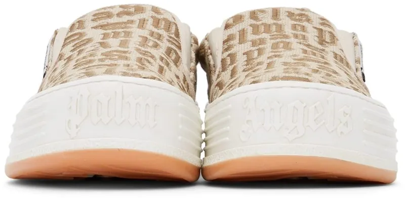 Palm Angels Beige & Brown Monogram Snow Slip (PMIA063F21FAB0016061)