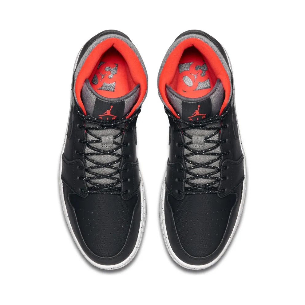 Jordan 1 Mid Holiday (2015) Black/Dark Grey-Light Bone-Infrared 23 (811124-035)