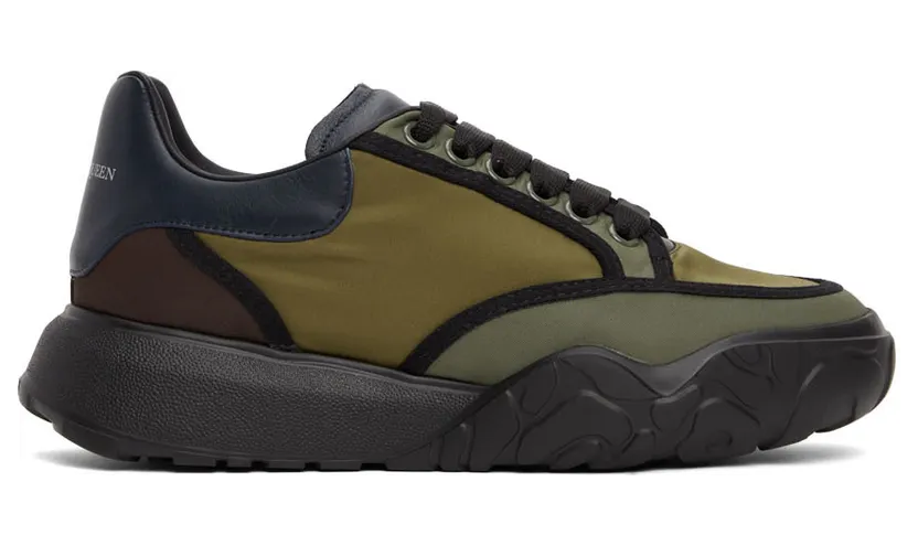 Alexander McQueen Khaki & Burgundy Court Sneakers (682813W4RQ5)