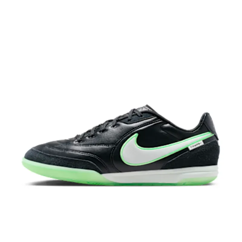 Nike Tiempo Streetgato Indoor/Court Low-Top “Black/Black/Illusion Green” (HQ7017-001)