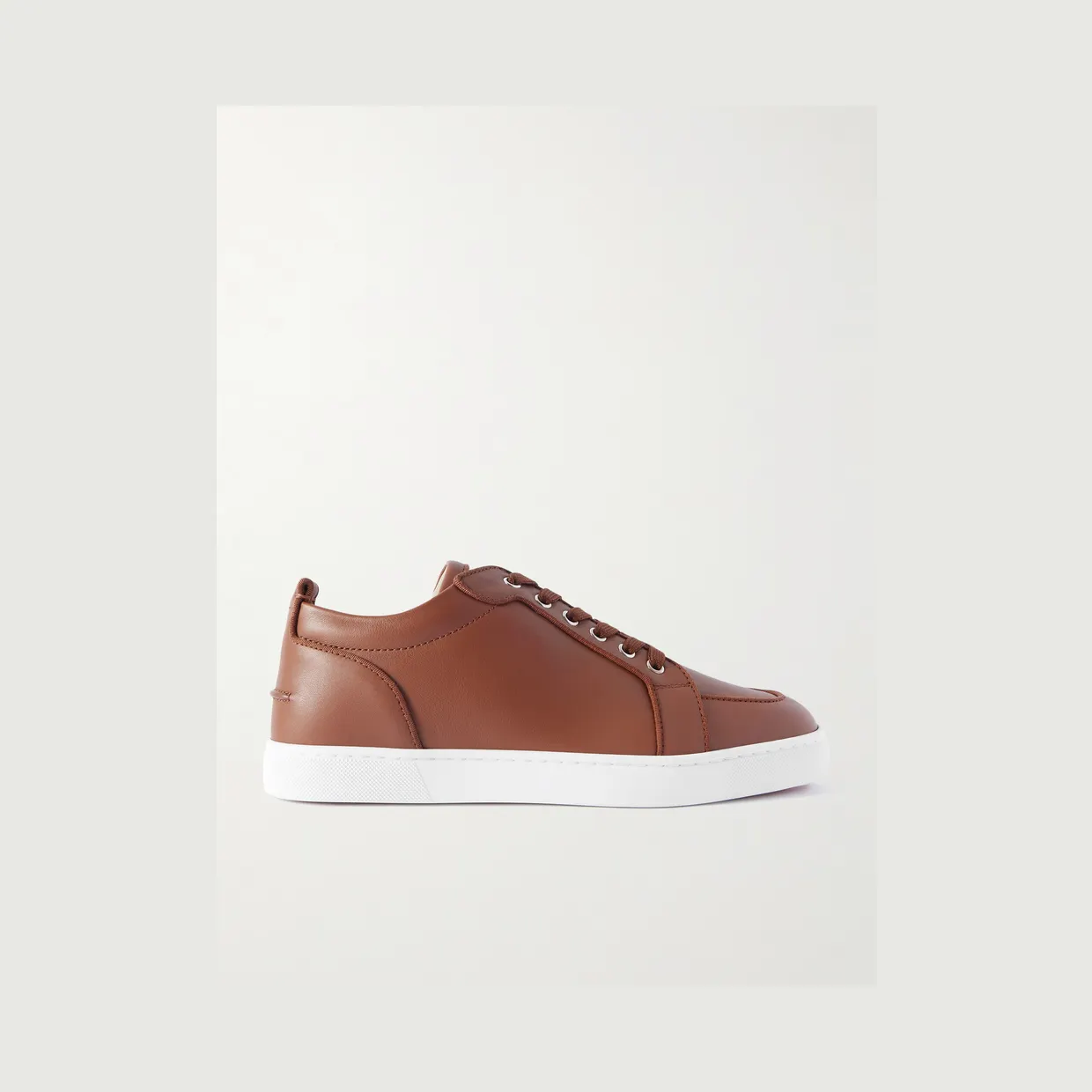 Christian Louboutin Rantulow Orlato Grosgrain-Trimmed Full-Grain Leather Sneakers Brown (3250663)