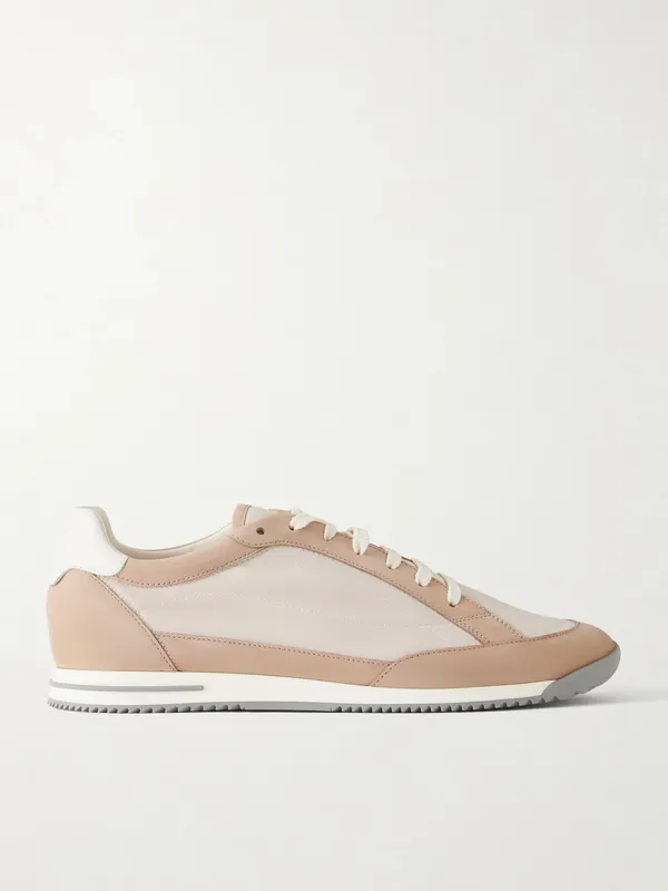 Brunello Cucinelli Suede-Trimmed Canvas Sneakers Beige (MPUYRGA353)
