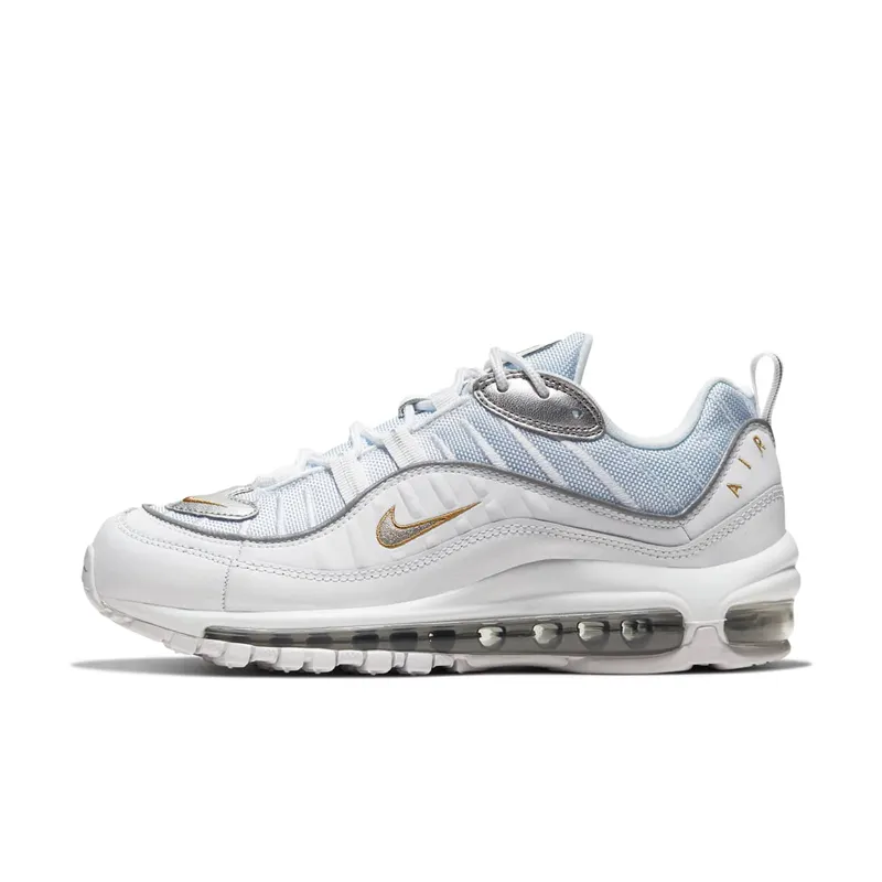 Nike Air Max 98 White Silver Gold (W) White/Metallic Silver-Metallic Gold (CT2547-100)