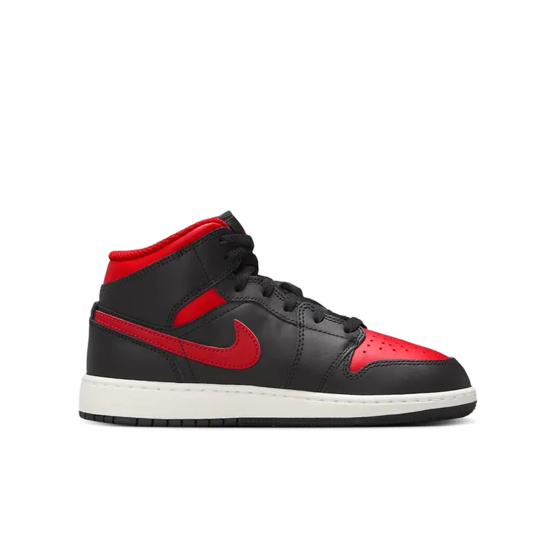 Jordan 1 Mid GS “Black Summit White Varsity Red” (DQ8423-067)