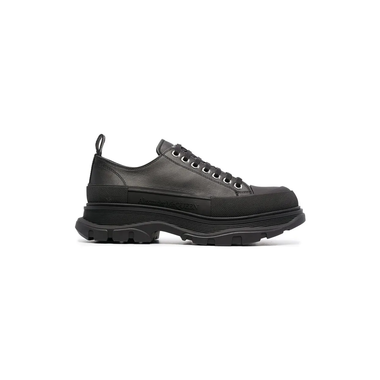 Alexander McQueen Tread Slick Low Lace Up Leather Triple Black (627225 WHZ62 1081)