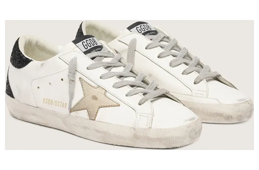 Golden Goose Super-Star With Gold Star And Black Glitter Heel Tab (GWF00102.F005076.11538) (2)