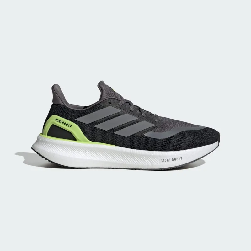 Adidas Pureboost 5 Running Shoes Core Black / Iron Metallic / Pulse Lime (JH6445)