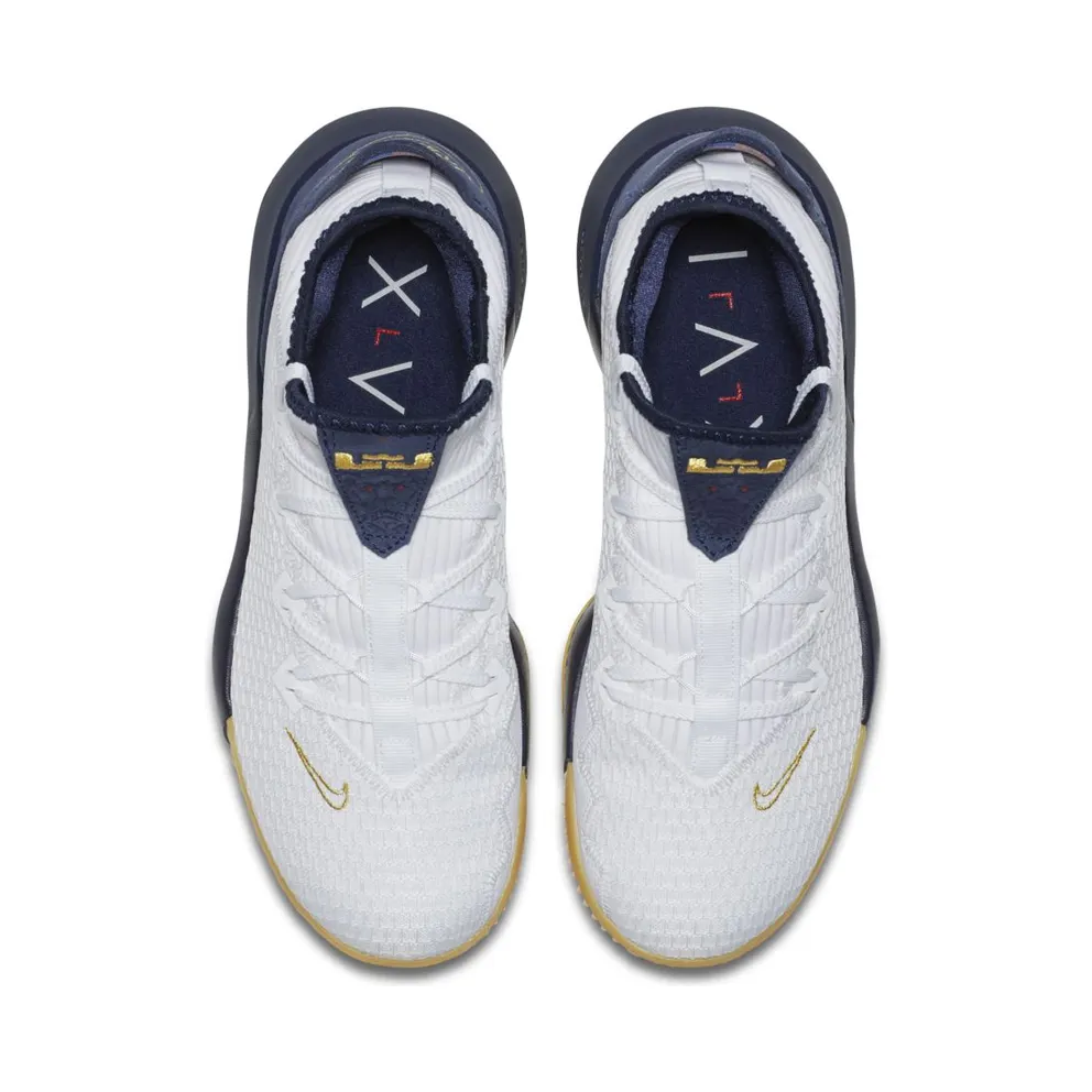 Nike LeBron 16 Low Olympic White/Metallic Gold-Midnight Navy-University Red (CI2668-101)