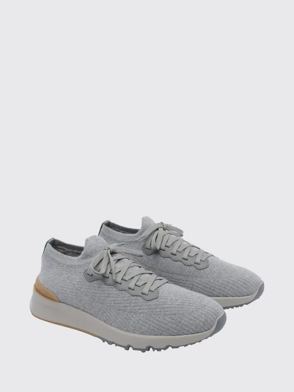 Brunello cucinelli Low-Top Cotton Knit Trainers with Pull Tab Grey 1 (MZUWLBO253CYM46)