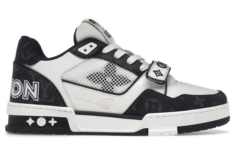 Louis Vuitton LV Trainer Velcro Strap Monogram Denim Black White (1A9ZAU)