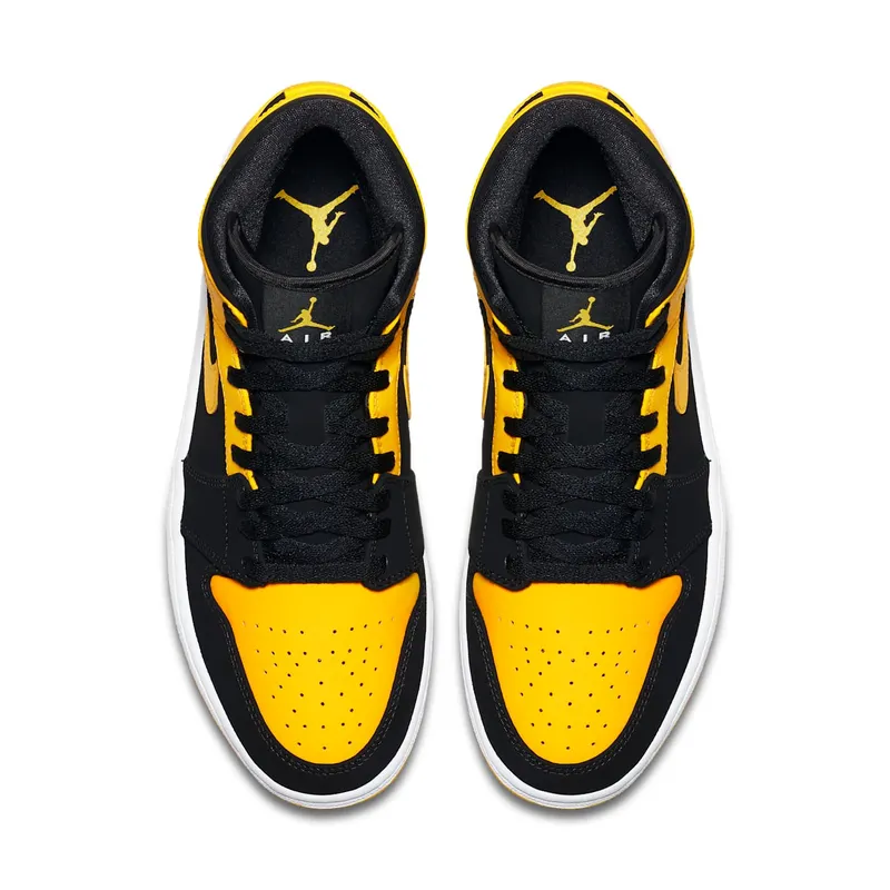 Jordan 1 Retro Mid New Love (2017) Black/Varsity Maize-White (554724-035)