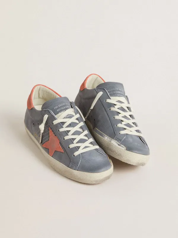 Golden Goose Super Star In Blue Nubuck With Pink Suede Star And Heel Tab (GWF00101.F007521.50935) (2)