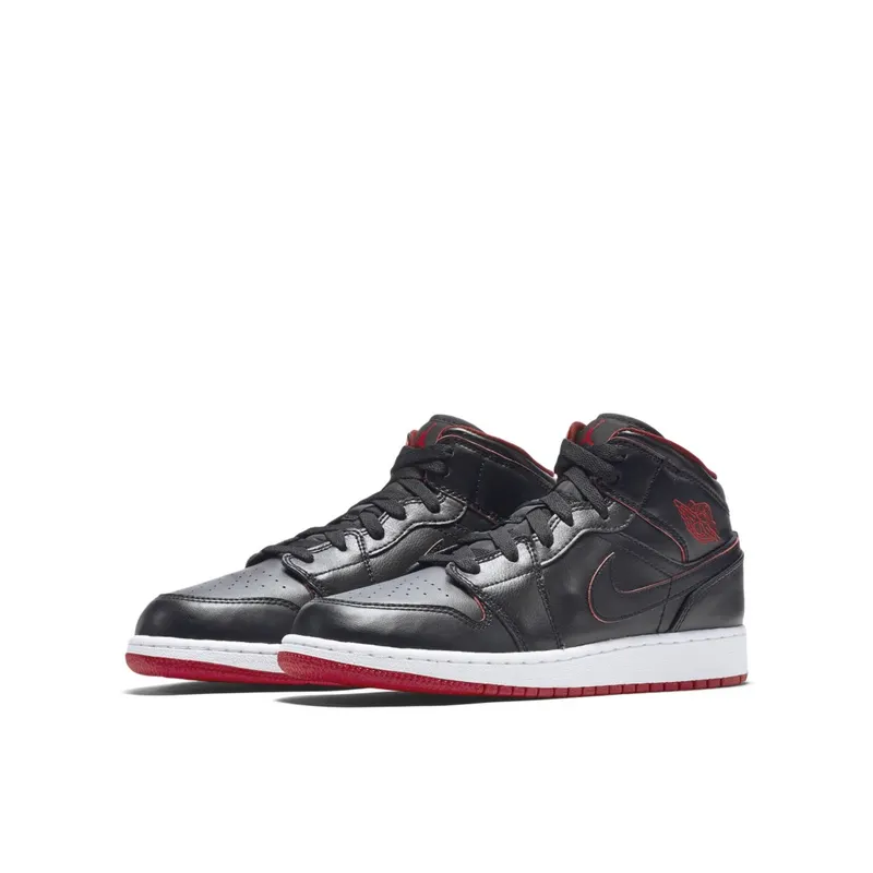 Jordan 1 Mid Lance Mountain Bred (GS) Black/White-Gym Red-Black (554725-028)