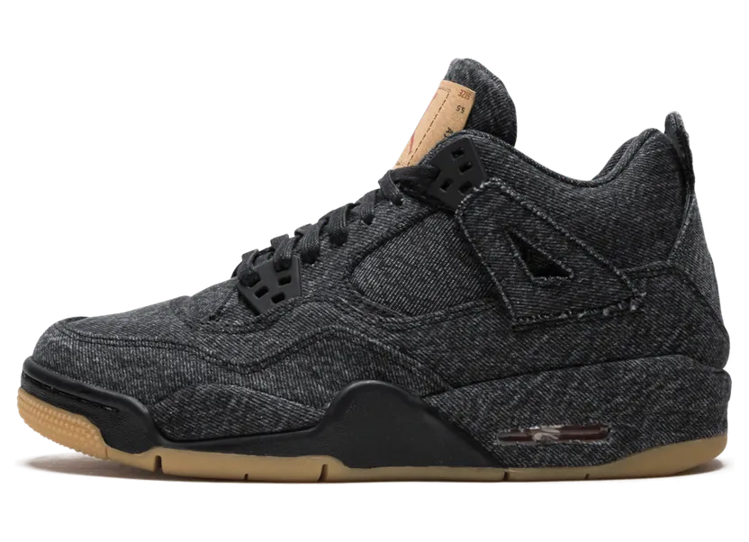 Air Jordan x Levi’s Nike AJ IV 4 Denim Levis Black/Black (With Levis Tag) (GS) (2018) (AQ9103-001)